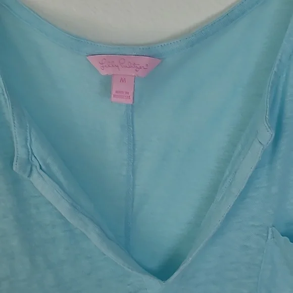 Lily Pulitzer Rollins linen lightweight slouchy pocket tee shirt top. Size M - Picture 2 of 6
